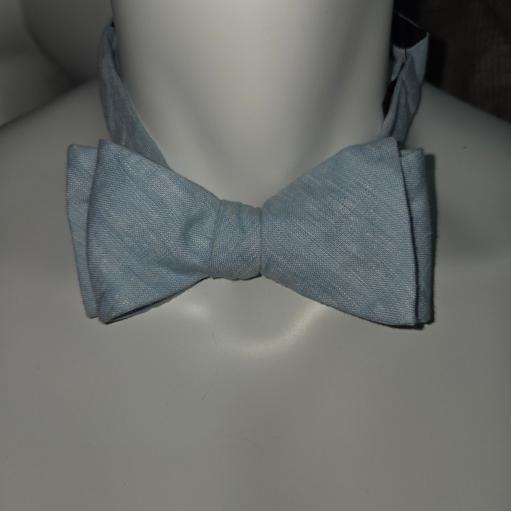 Bow Tie Light Blue Linen Blend‎ Adjustable Neck Neckwear Men Formal Summer